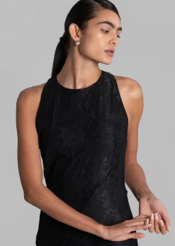 Rotate Mesh Lace Slit Dress