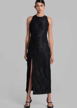 Rotate Mesh Lace Slit Dress
