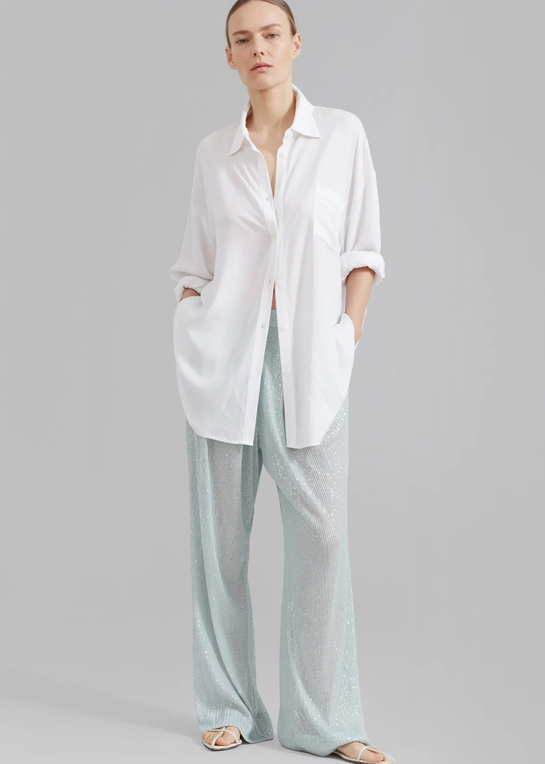 Rotate Transparent Sequin Low Waist Pants