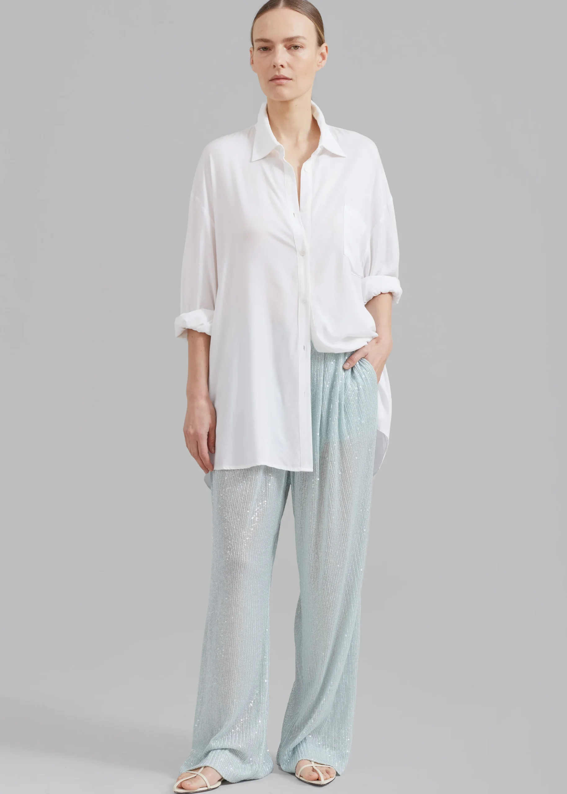 Rotate Transparent Sequin Low Waist Pants
