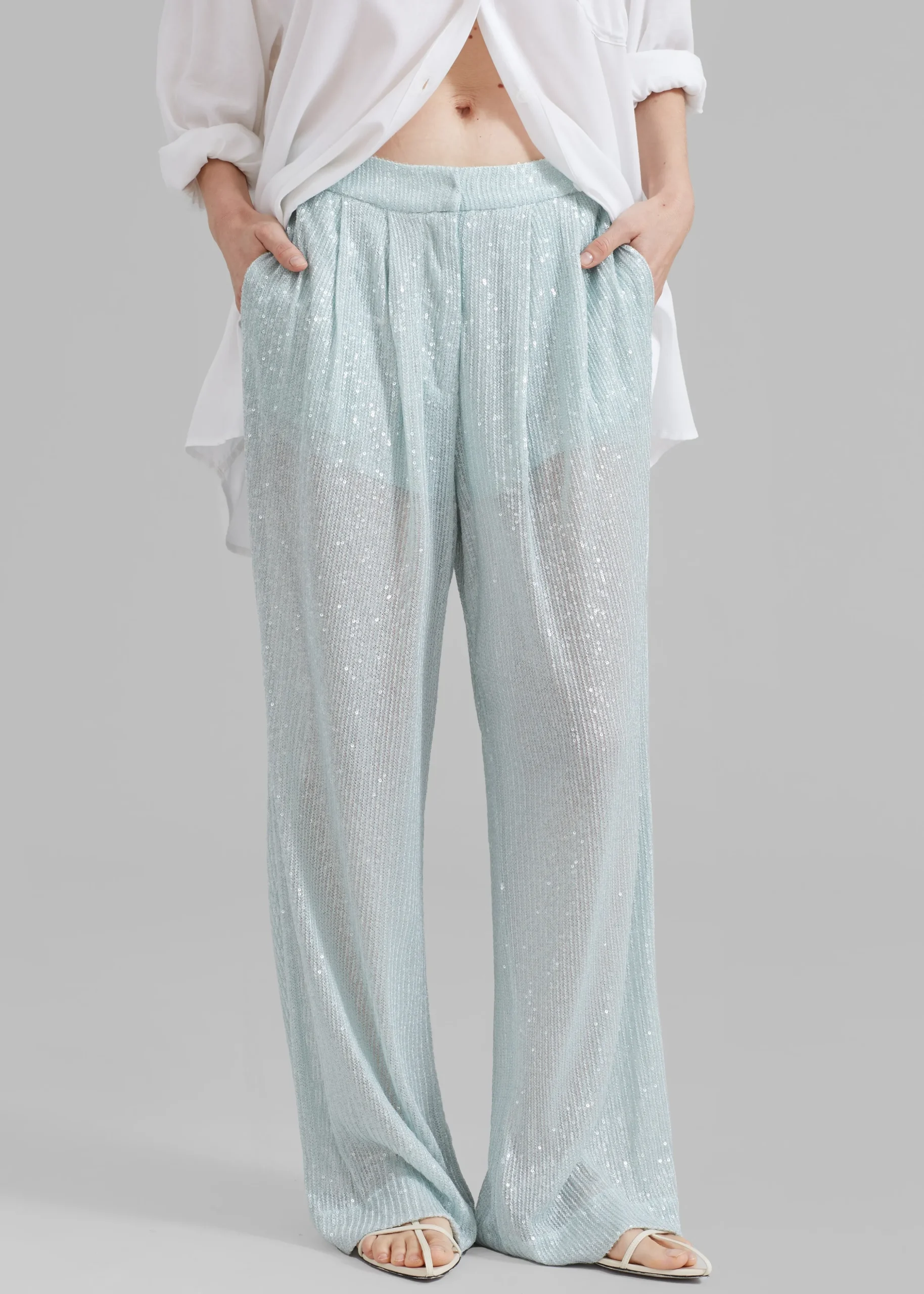 Rotate Transparent Sequin Low Waist Pants