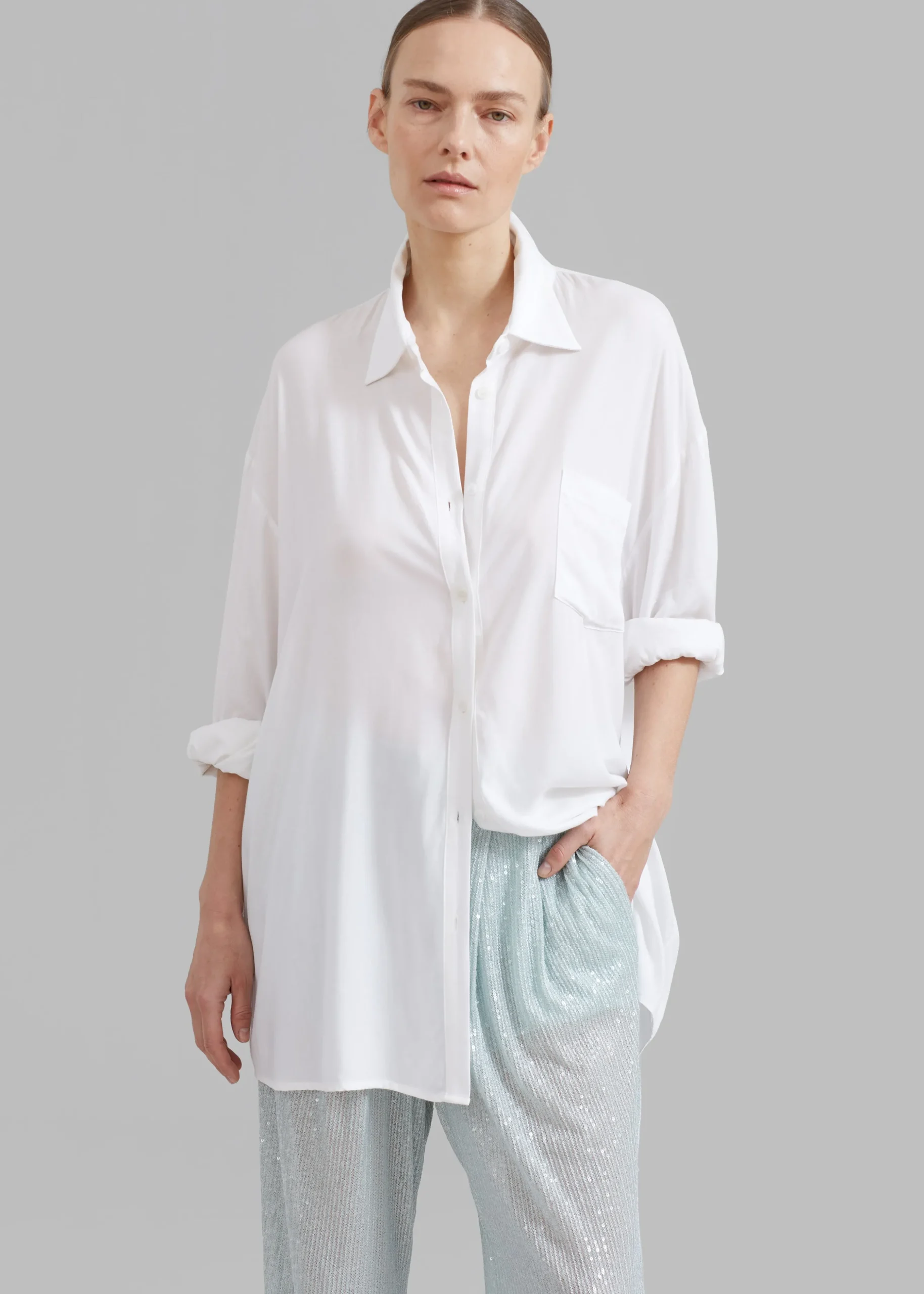 Rotate Transparent Sequin Low Waist Pants