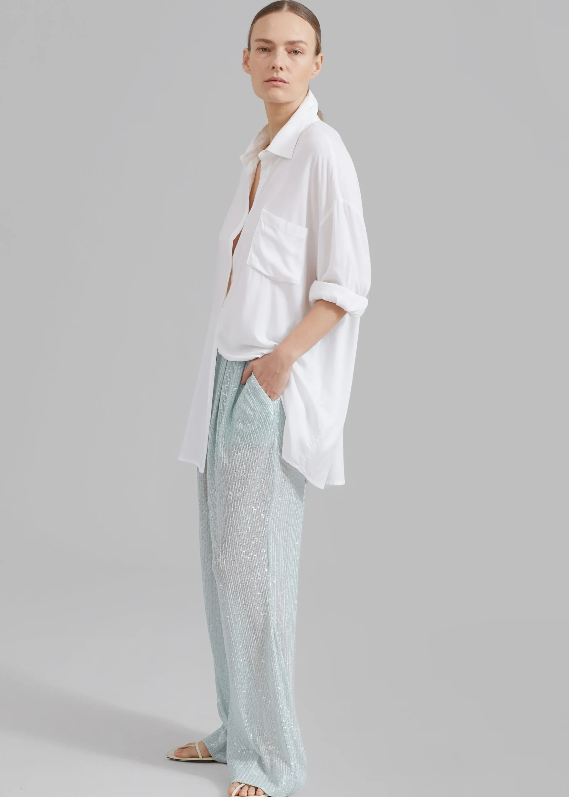 Rotate Transparent Sequin Low Waist Pants