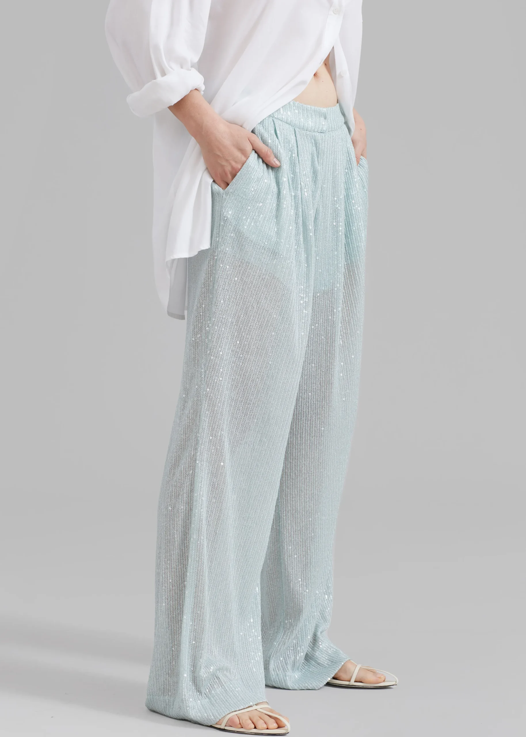 Rotate Transparent Sequin Low Waist Pants