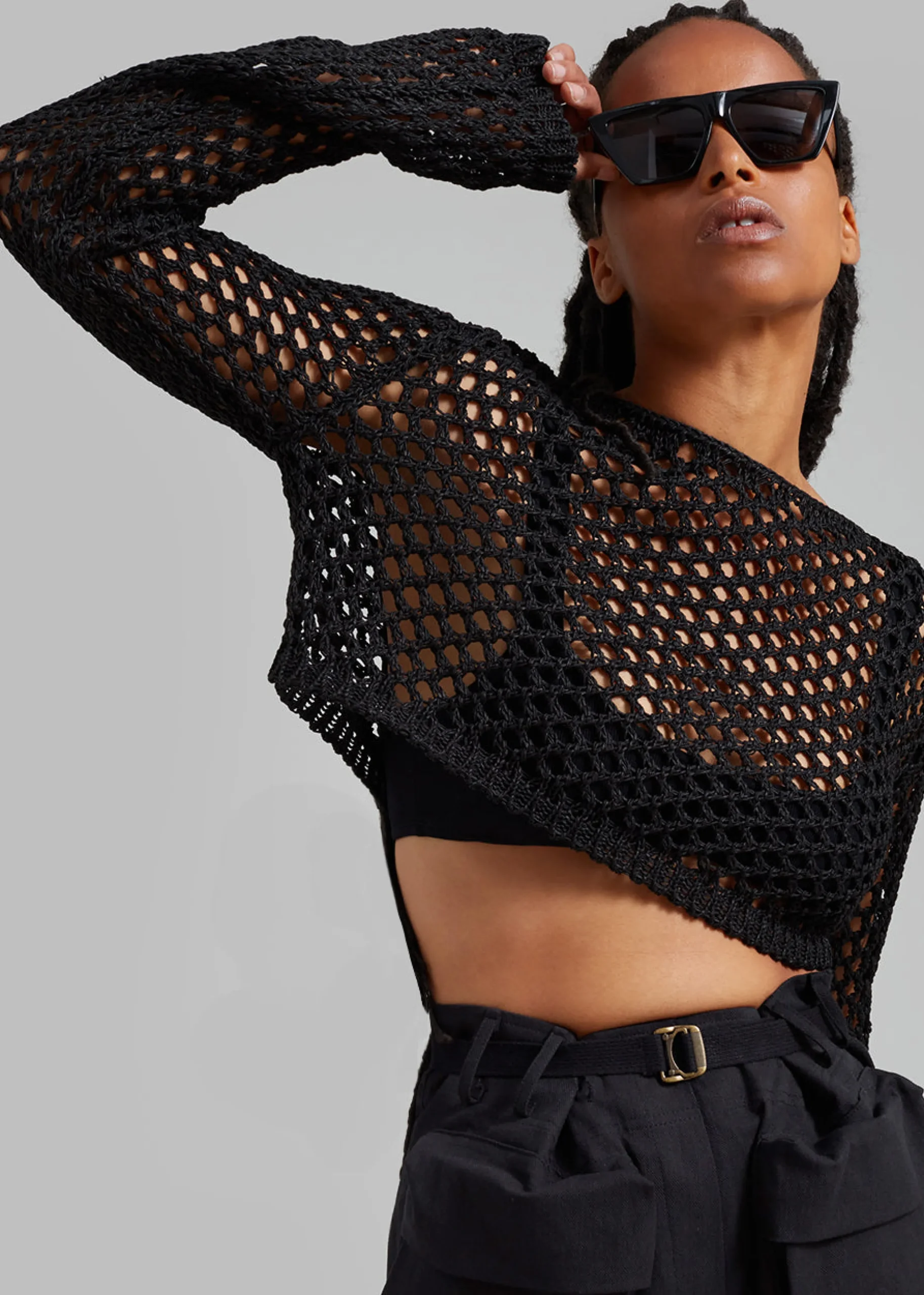 Safa Crochet Open-Knit Top