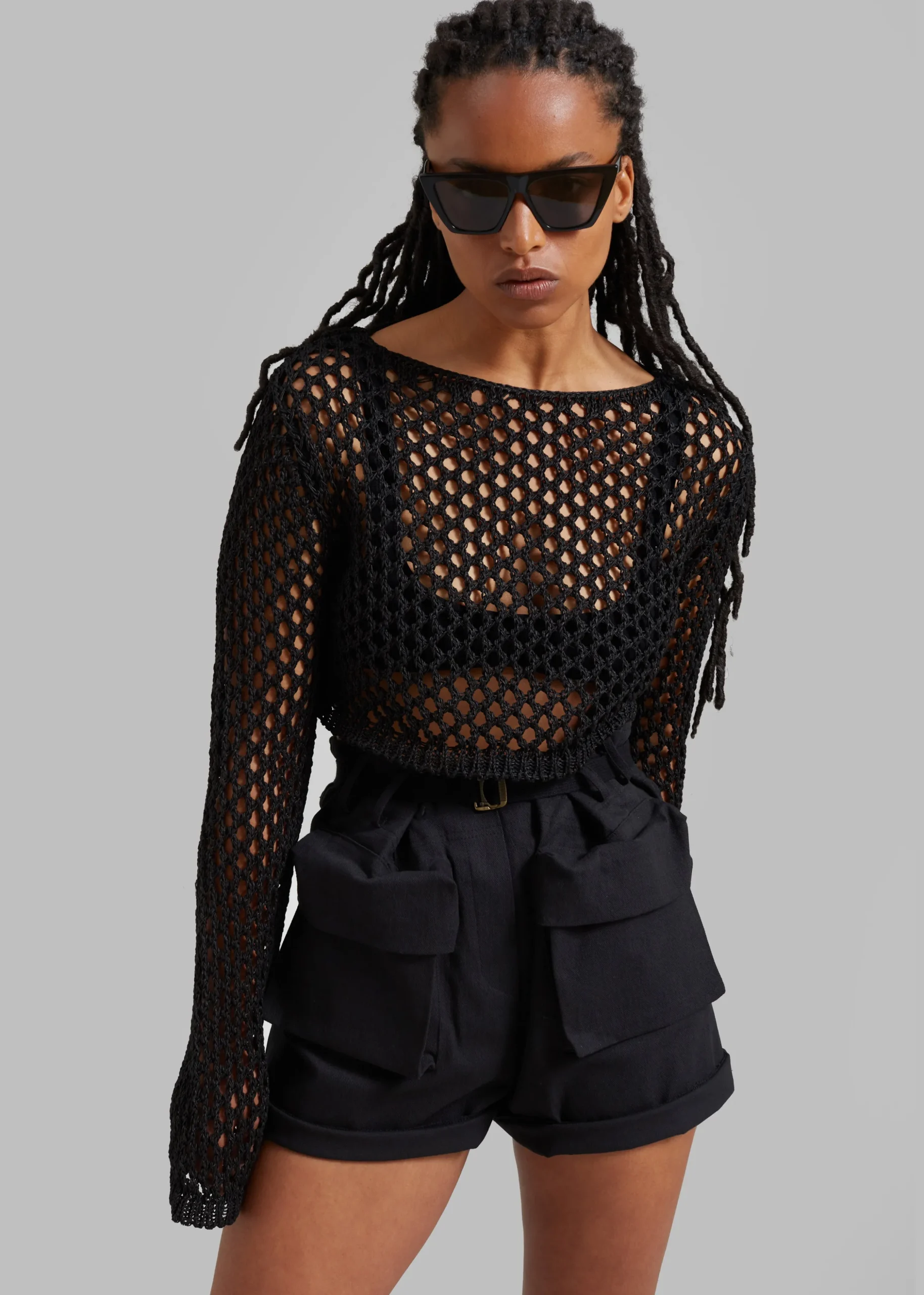 Safa Crochet Open-Knit Top