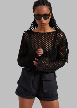 Safa Crochet Open-Knit Top