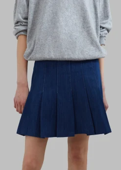 Sase Pleated Denim Skirt