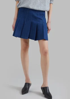 Sase Pleated Denim Skirt