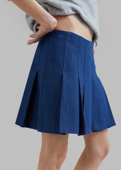 Sase Pleated Denim Skirt