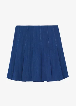 Sase Pleated Denim Skirt