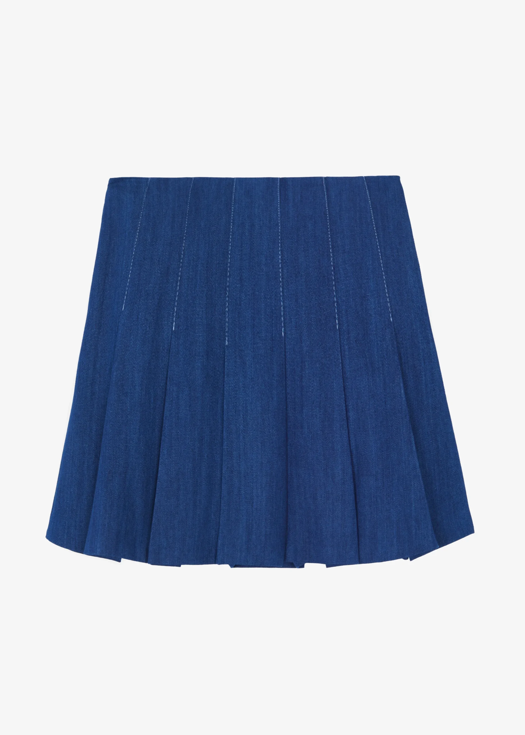 Sase Pleated Denim Skirt