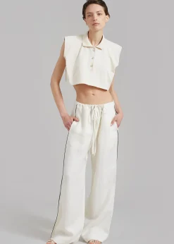 Serena Polo Padded Shoulders Boxy Top