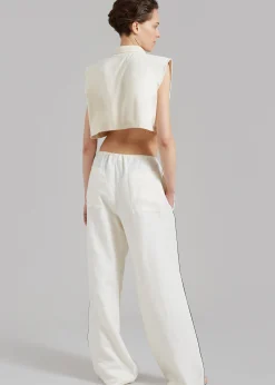 Serena Polo Padded Shoulders Boxy Top