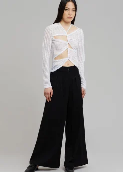Sid Neigum Flocked Cutout Tension Blouse