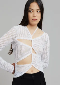 Sid Neigum Flocked Cutout Tension Blouse