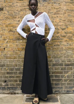 Sid Neigum Flocked Cutout Tension Blouse