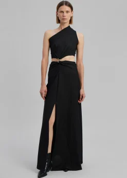 Sid Neigum Knit One-Shoulder Strap Dress W Hardware Detail