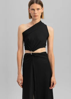 Sid Neigum Knit One-Shoulder Strap Dress W Hardware Detail