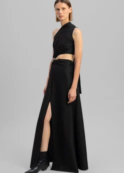Sid Neigum Knit One-Shoulder Strap Dress W Hardware Detail