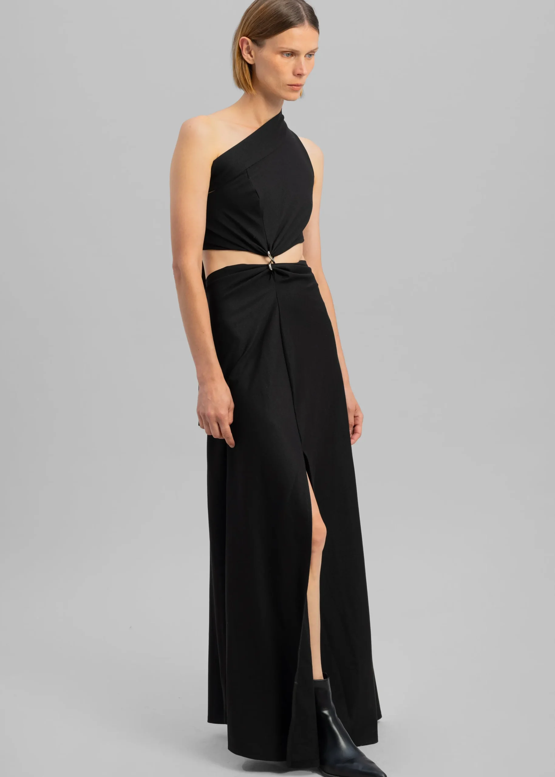 Sid Neigum Knit One-Shoulder Strap Dress W Hardware Detail