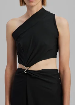 Sid Neigum Knit One-Shoulder Strap Dress W Hardware Detail