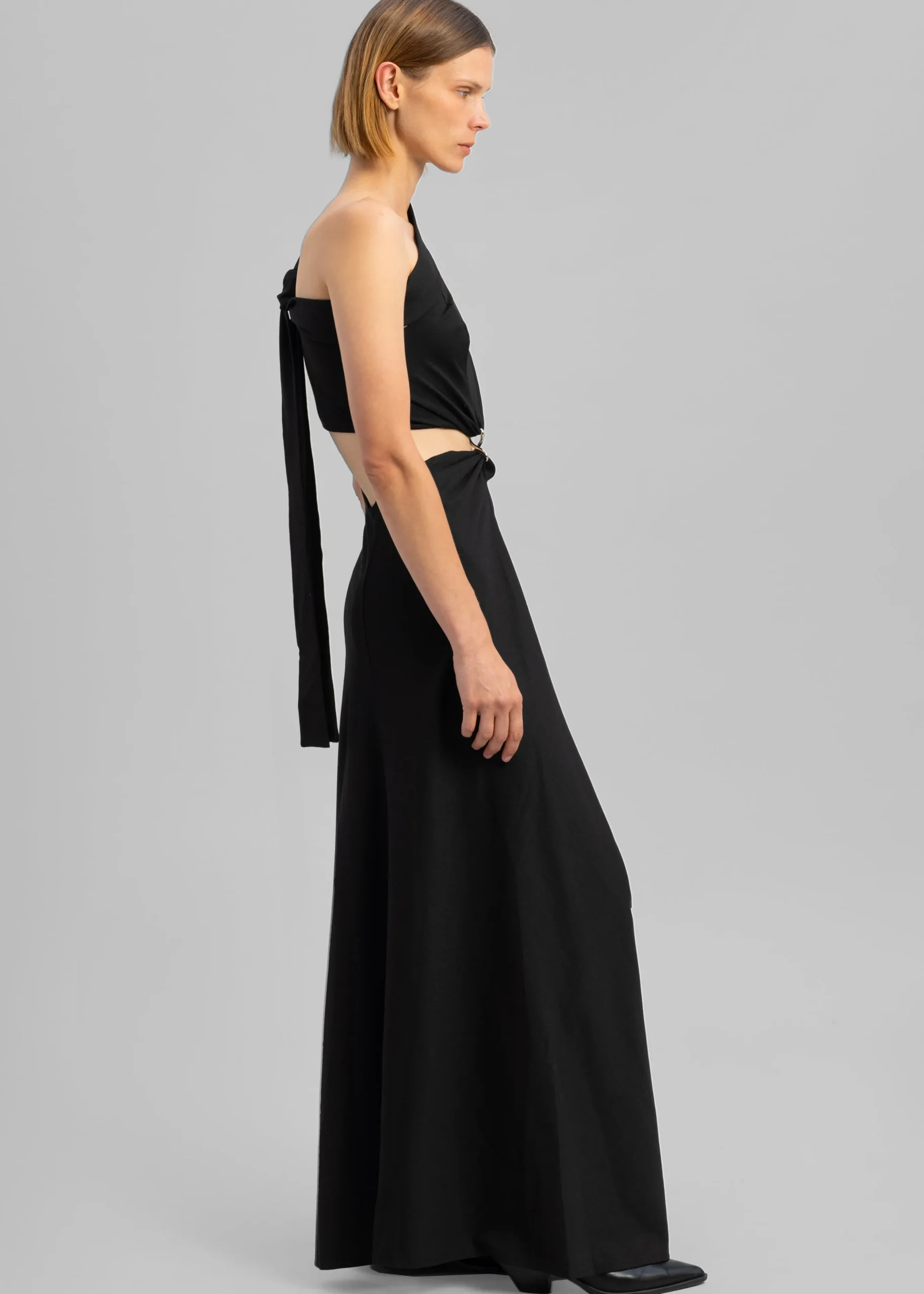Sid Neigum Knit One-Shoulder Strap Dress W Hardware Detail