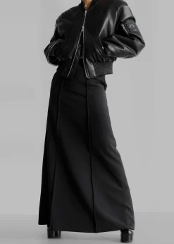 Sille Faux-Leather Cropped Bomber