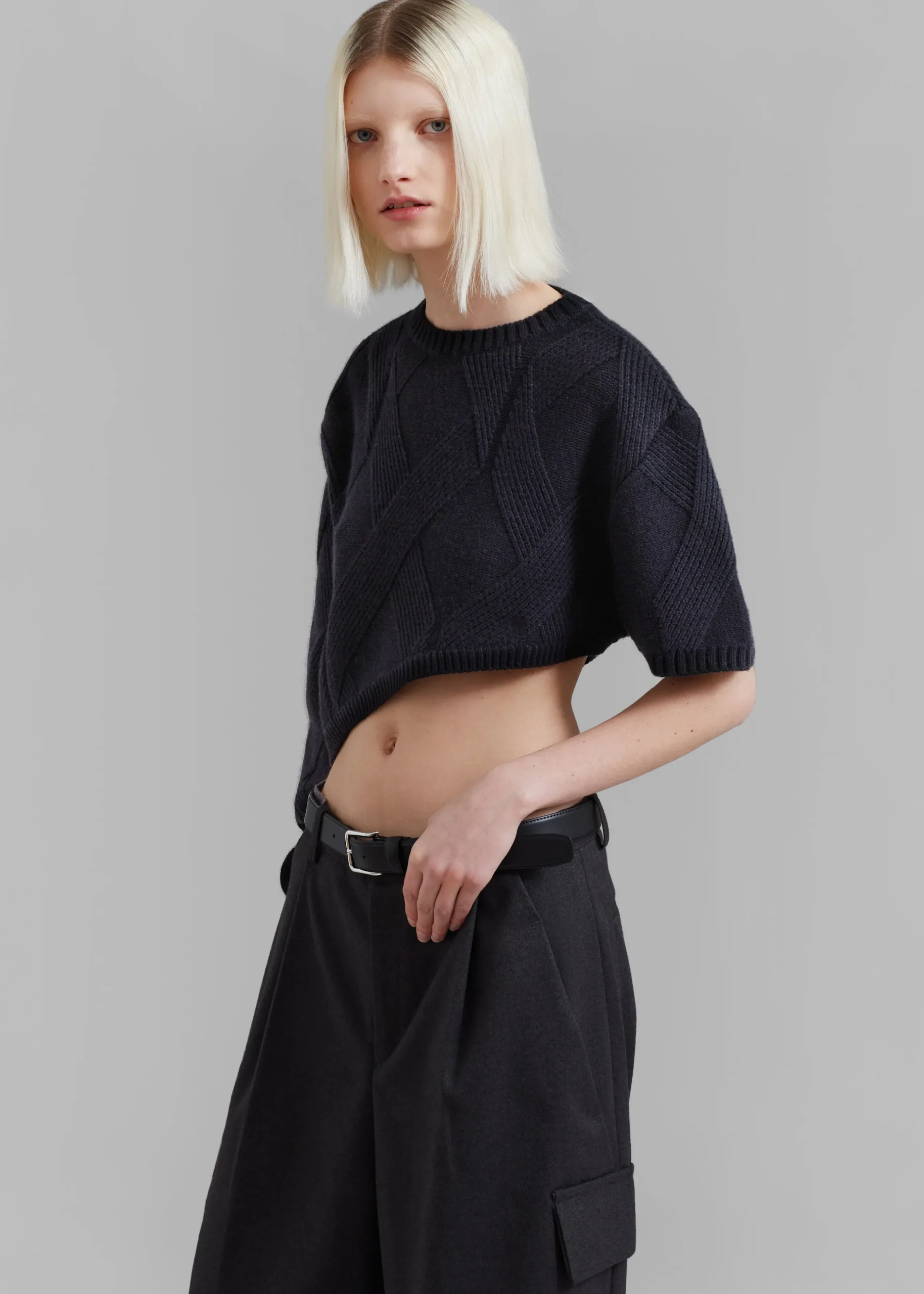 Soili Asymmetric Cropped Knit Top