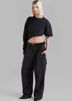 Soili Asymmetric Cropped Knit Top