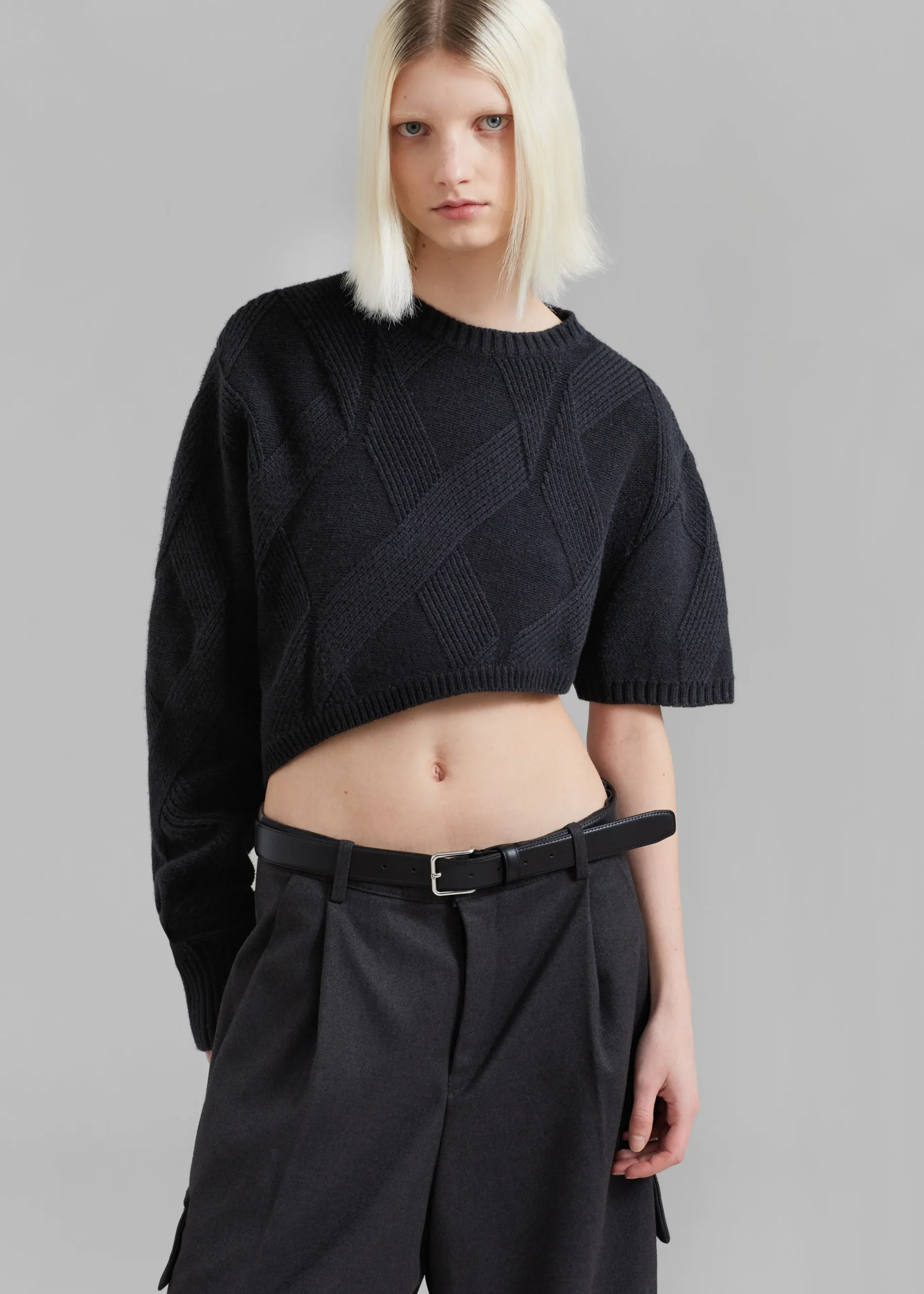 Soili Asymmetric Cropped Knit Top