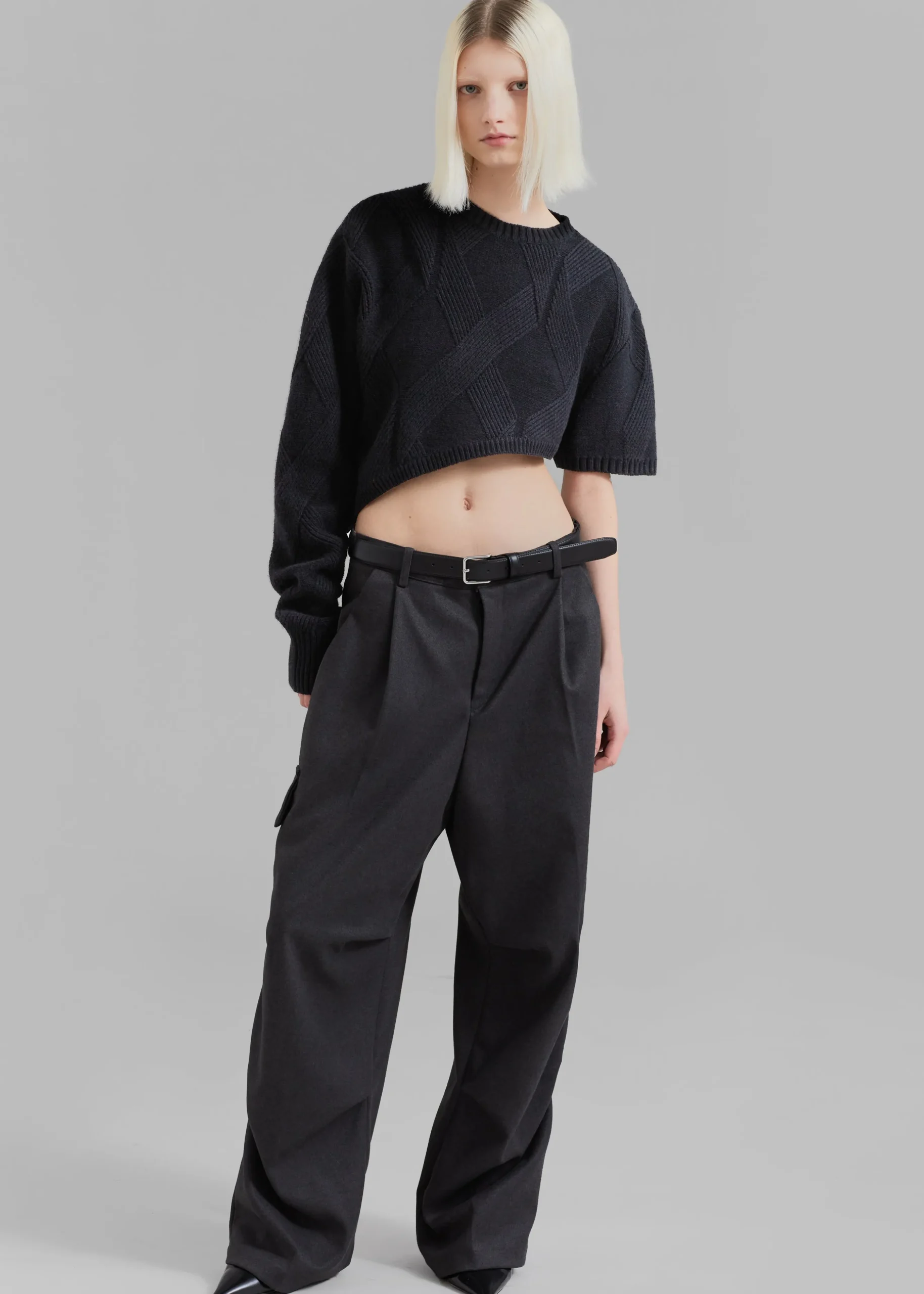 Soili Asymmetric Cropped Knit Top