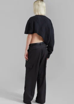 Soili Asymmetric Cropped Knit Top