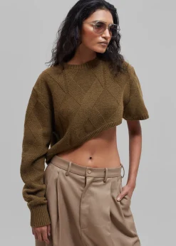 Soili Asymmetric Cropped Knit Top