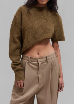 Soili Asymmetric Cropped Knit Top