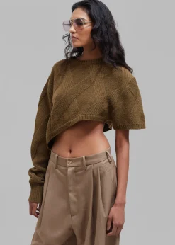 Soili Asymmetric Cropped Knit Top