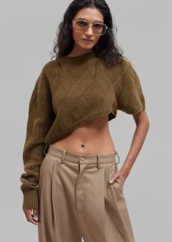 Soili Asymmetric Cropped Knit Top