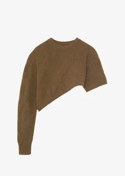 Soili Asymmetric Cropped Knit Top