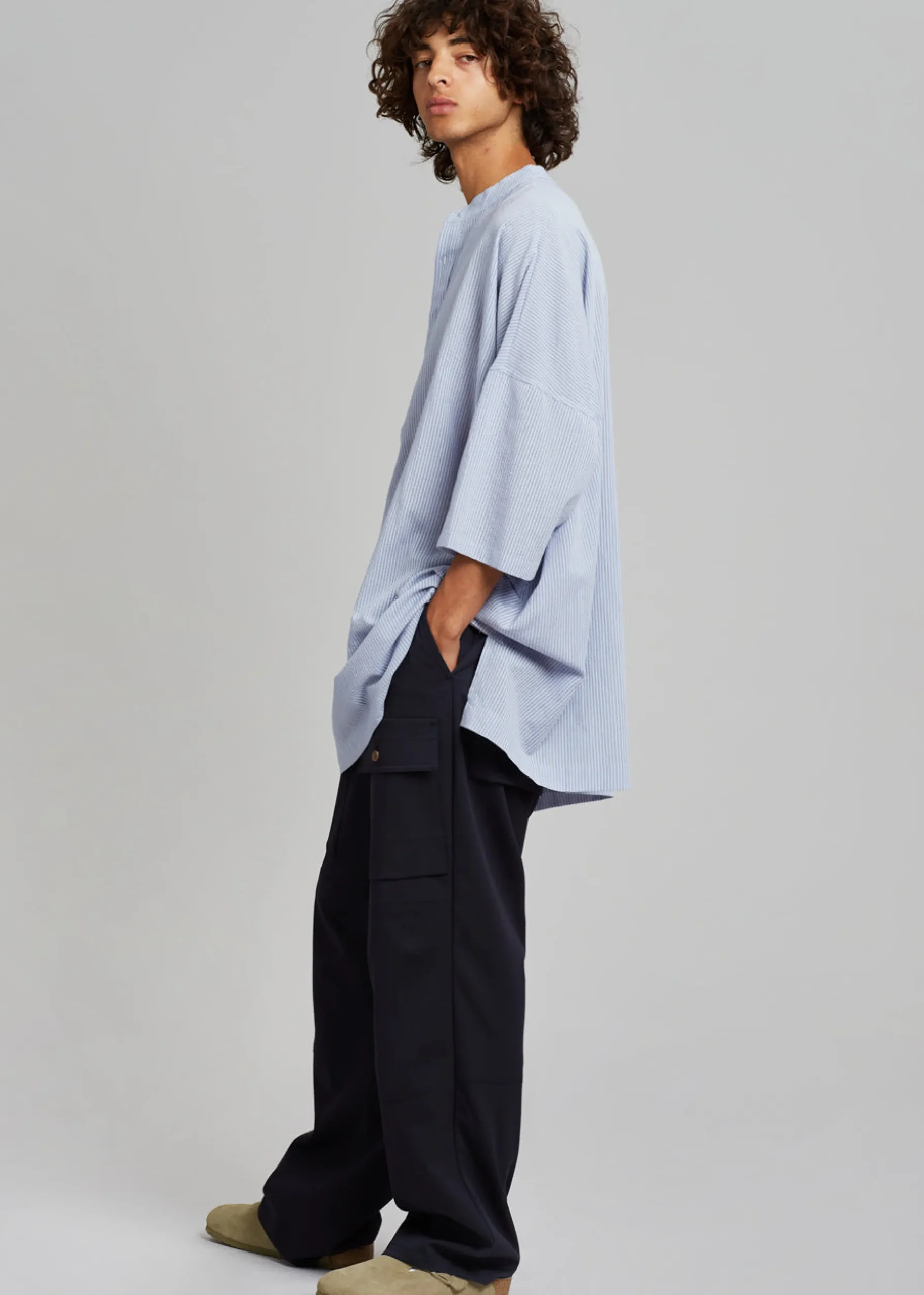 Teo Oversized Collarless Shirt