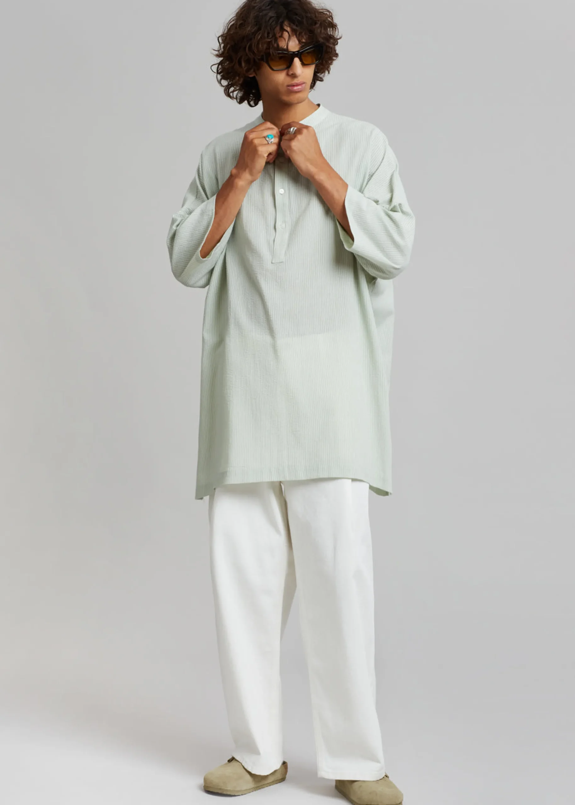 Teo Oversized Collarless Shirt